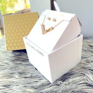 NWT authentic MK gold tone necklace earrings set